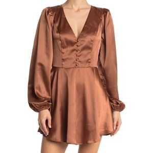 AFRM Madine Satin Fit Flare Dress